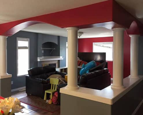 interior of a room painted red in Burlington